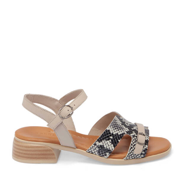 Gri Hakiki Deri Kadın Sandalet - K25Y1SN67931-B43 