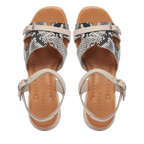 Gri Hakiki Deri Kadın Sandalet - K25Y1SN67931-B43 - 5