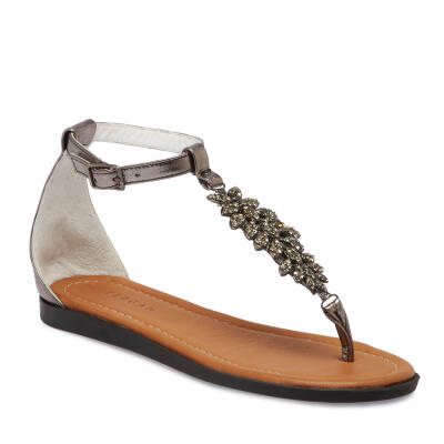 Gri Deri Kadın Sandalet - K25Y1SN68217-L9N - 1