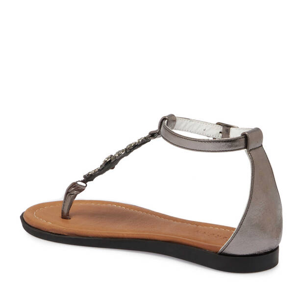 Gri Deri Kadın Sandalet - K25Y1SN68217-L9N - Tergan