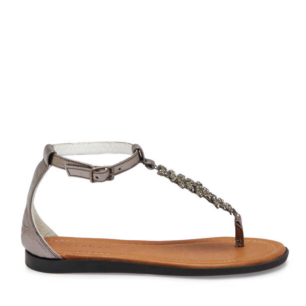 Gri Deri Kadın Sandalet - K25Y1SN68217-L9N - Tergan