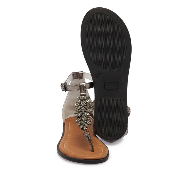 Gri Deri Kadın Sandalet - K25Y1SN68217-L9N - Tergan