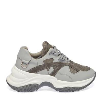 Gri Deri Kadın Sneaker - K23S1AY67034-I8H - 3