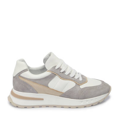  Gri Deri Kadın Sneaker - K24I1AY67136-K56 - 3
