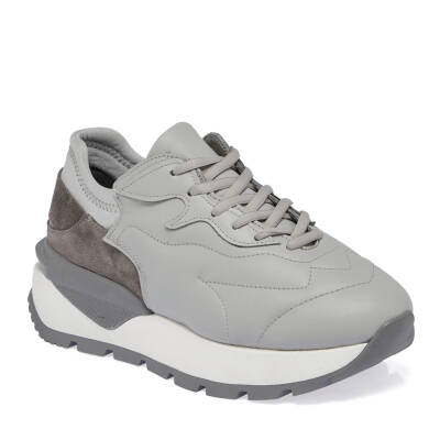  Gri Deri Kadın Sneaker - K24I1AY67389-I8H - 1