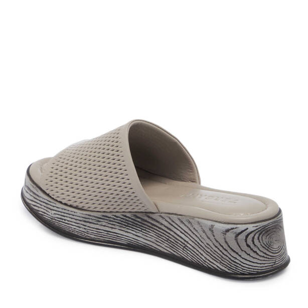 Gri Hakiki Deri Kadın Terlik - K25Y1TR67925-U6Q - 3