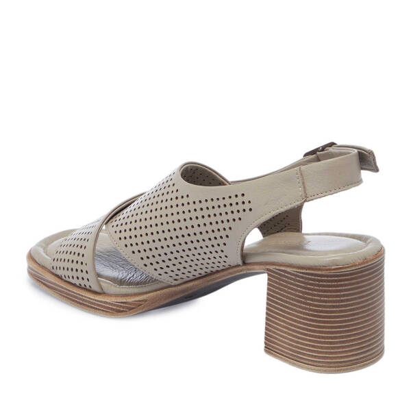 Gri Hakiki Deri Kadın Topuklu Ayakkabı - K25Y1AY67879-U6Q - 3