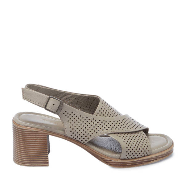 Gri Hakiki Deri Kadın Topuklu Ayakkabı - K25Y1AY67879-U6Q - 1