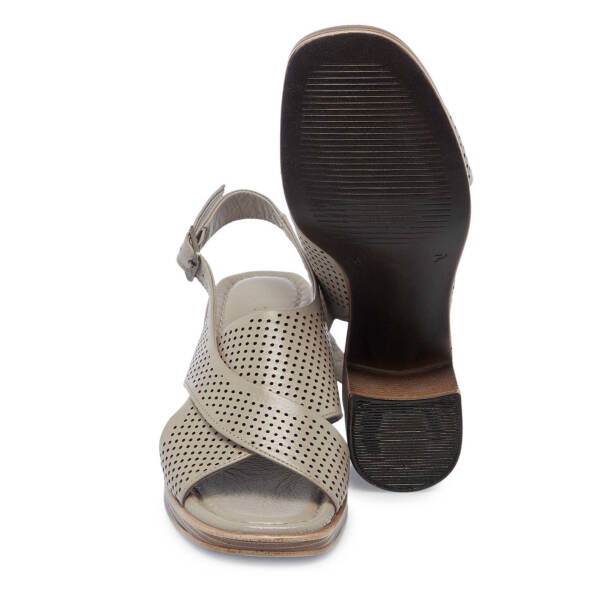 Gri Hakiki Deri Kadın Topuklu Ayakkabı - K25Y1AY67879-U6Q - 4