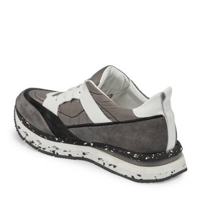 Gri Deri-Tekstil Erkek Sneaker - E23S1AY56586-B43 - 2
