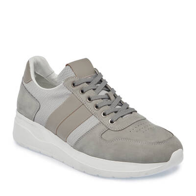  Gri Deri-Tekstil Erkek Sneaker - E24I1AY56869-A40 