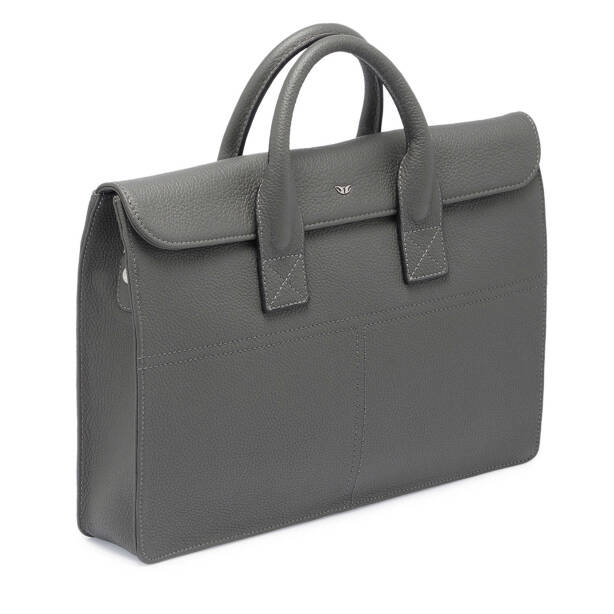 Gri Deri Unisex Evrak Çantası - S1EV00021247-G35 - 3