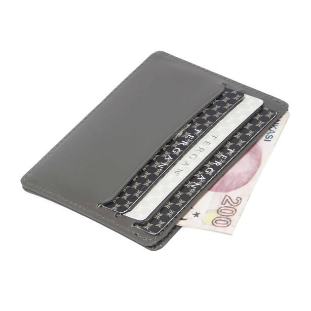 Gri Deri Unisex Kredi Kartlık - S1KK00001050-F5S - 2