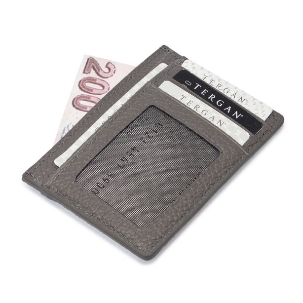 Gri Deri Unisex Kredi Kartlık - S1KK00001676-G35 - Tergan