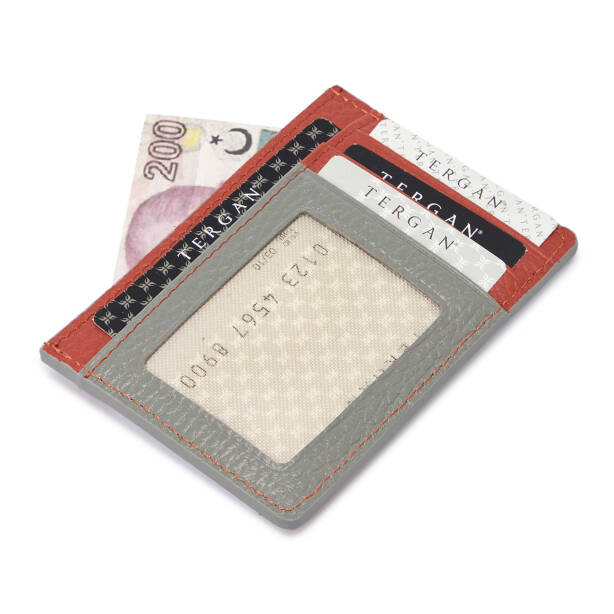 Gri Deri Unisex Kredi Kartlık - S1KK00001676-V7F - Tergan