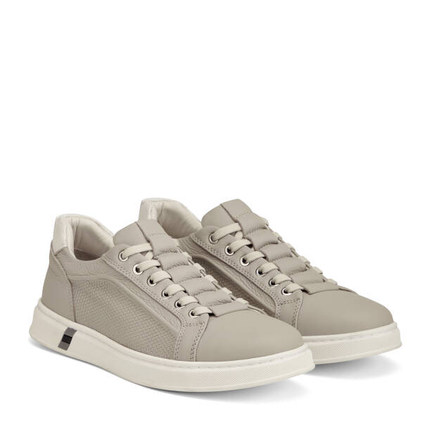 Gri Hakiki Deri Erkek Sneaker - E26I1AY57732-B43 - 2