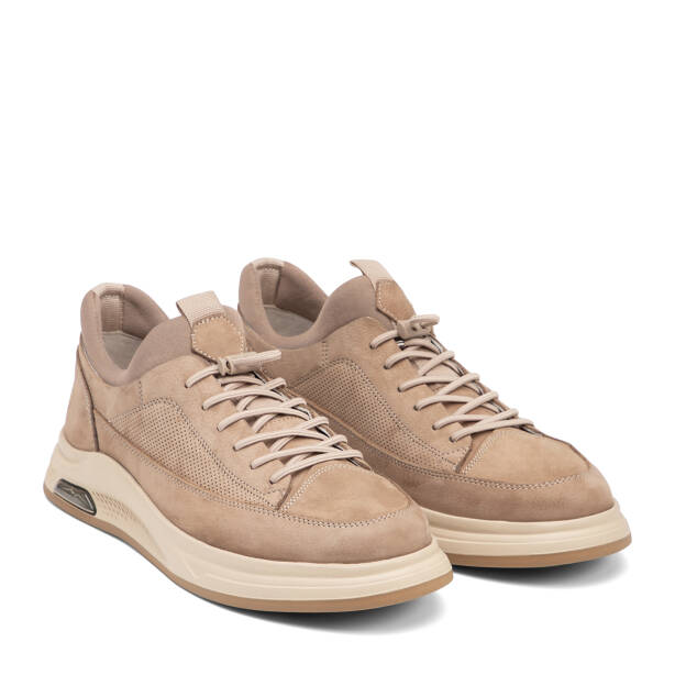 Gri Hakiki Nubuk Deri Erkek Sneaker - E26I1AY57733-A40 - 2