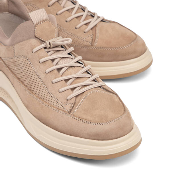 Gri Hakiki Nubuk Deri Erkek Sneaker - E26I1AY57733-A40 - 3