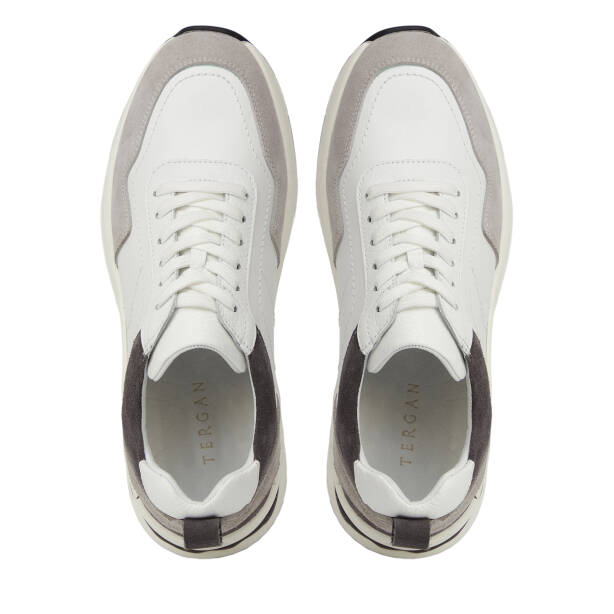 Gri Hakiki Deri Erkek Sneaker - E26I1AY57743-K56 - 5