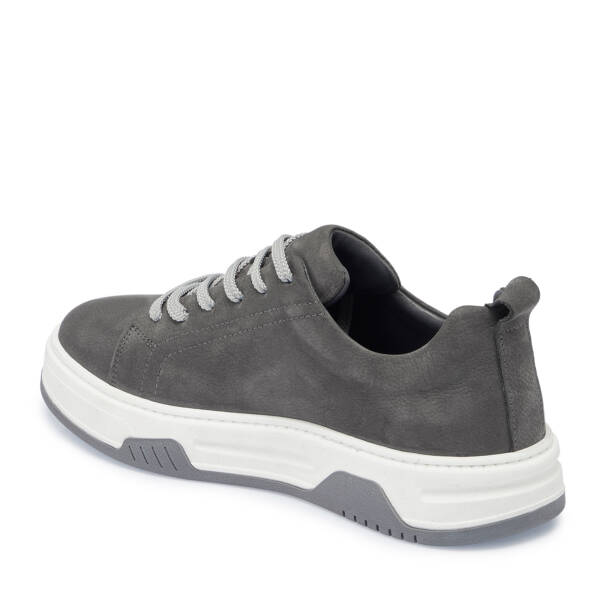 Gri Hakiki Nubuk Deri Erkek Sneaker - E26I1AY57637-A40 - 2