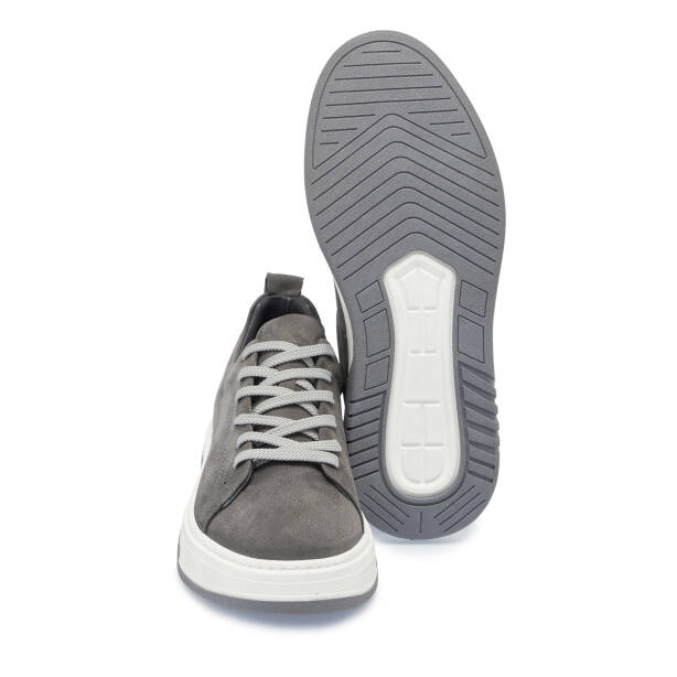 Gri Hakiki Nubuk Deri Erkek Sneaker - E26I1AY57637-A40 - 4