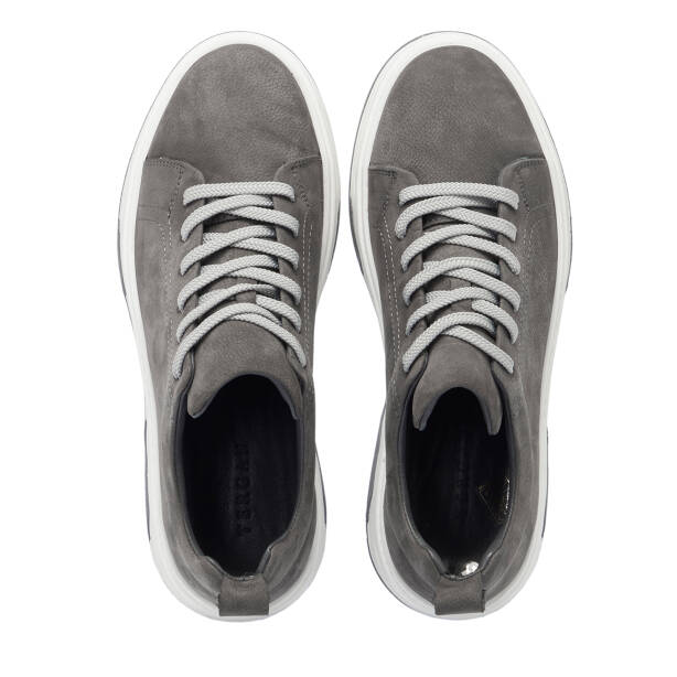Gri Hakiki Nubuk Deri Erkek Sneaker - E26I1AY57637-A40 - 5