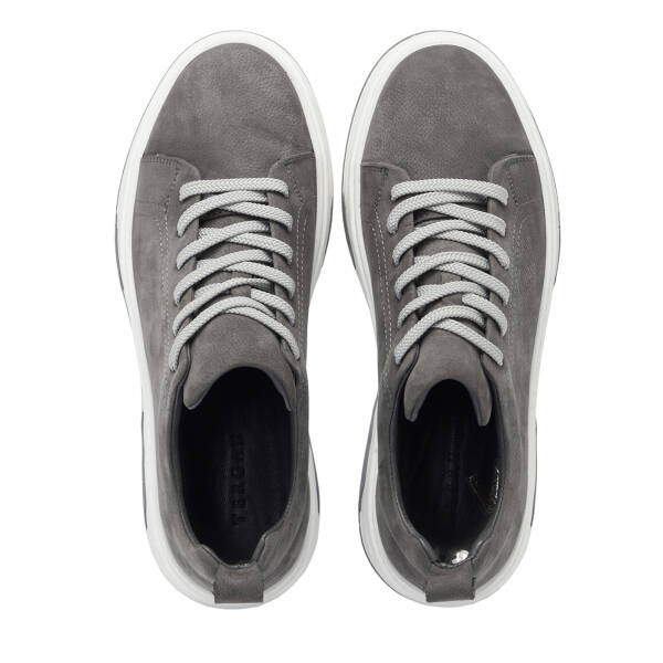 Gri Hakiki Nubuk Deri Erkek Sneaker - E26I1AY57637-A40 - 5