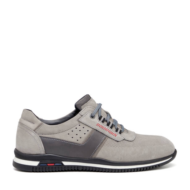 Gri Hakiki Nubuk Deri Erkek Sneaker - E26I1AY57642-A40 