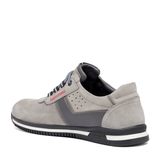 Gri Hakiki Nubuk Deri Erkek Sneaker - E26I1AY57642-A40 - 4