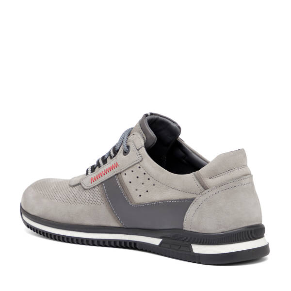 Gri Hakiki Nubuk Deri Erkek Sneaker - E26I1AY57642-A40 - 4