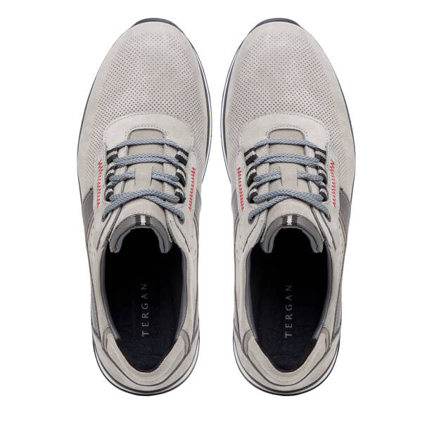 Gri Hakiki Nubuk Deri Erkek Sneaker - E26I1AY57642-A40 - 5