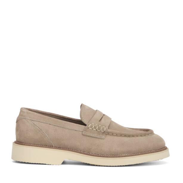 Gri Hakiki Süet Deri Erkek Loafer - E26I1AY57703-K56 