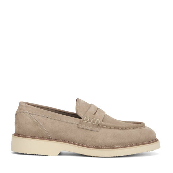 Gri Hakiki Süet Deri Erkek Loafer - E26I1AY57703-K56 - 1