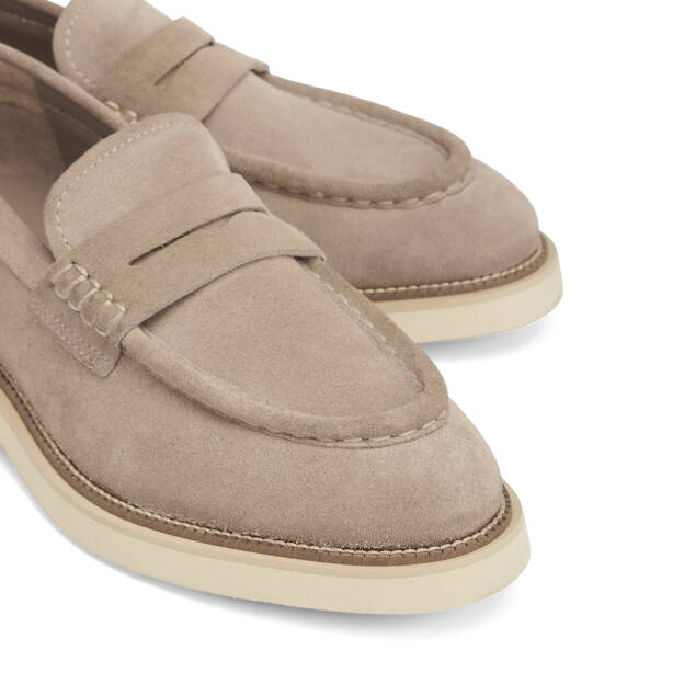Gri Hakiki Süet Deri Erkek Loafer - E26I1AY57703-K56 - 3