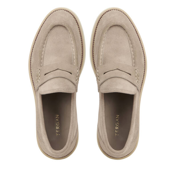 Gri Hakiki Süet Deri Erkek Loafer - E26I1AY57703-K56 - 5