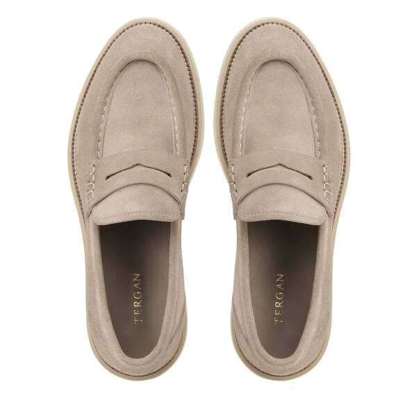 Gri Hakiki Süet Deri Erkek Loafer - E26I1AY57703-K56 - 5