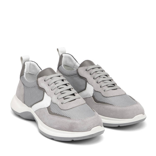 Gri Hakiki Süet Deri Erkek Sneaker - E26I1AY57695-C11 - 2