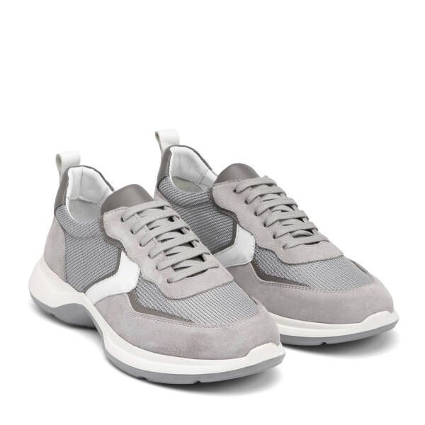 Gri Hakiki Süet Deri Erkek Sneaker - E26I1AY57695-C11 - 2