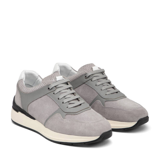 Gri Hakiki Süet Deri Erkek Sneaker - E26I1AY57696-C11 - 2