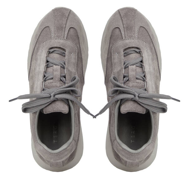 Gri Hakiki Süet Deri Kadın Sneaker - K26I1AY68651-C11 - 5