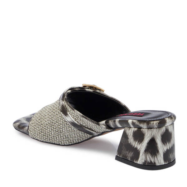 Gri Hasır Leopar Desenli Kadın Terlik - K25Y1TR68005-U7O - 3