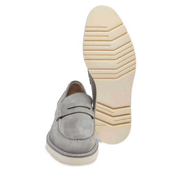 Gri Nubuk Deri Erkek Casual Ayakkabı - E24I1AY56760-A40 - 4