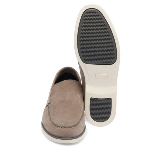 Gri Hakiki Nubuk Deri Erkek Casual Ayakkabı - E24I1AY56792-A40 - 4