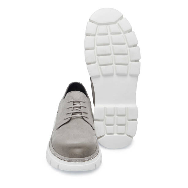 Gri Hakiki Nubuk Deri Erkek Casual Ayakkabı - E25I1AY57163-A40 - 4