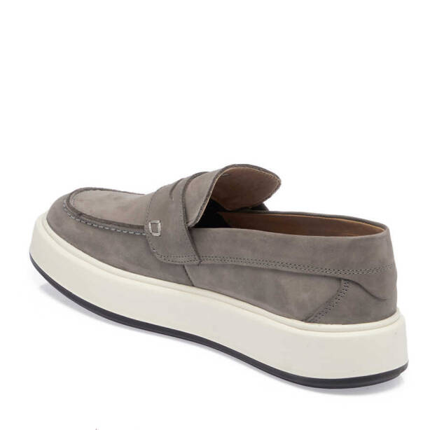 Gri Hakiki Nubuk Deri Erkek Loafer - E24I1AY56883-A40 - 3