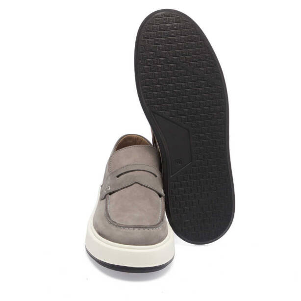 Gri Hakiki Nubuk Deri Erkek Loafer - E24I1AY56883-A40 - 4