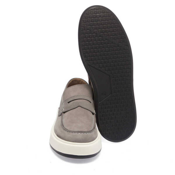 Gri Hakiki Nubuk Deri Erkek Loafer - E24I1AY56883-A40 - 4