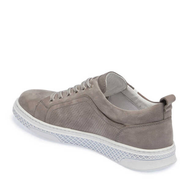 Gri Hakiki Nubuk Deri Erkek Sneaker - E24I1AY56865-A40 - 3