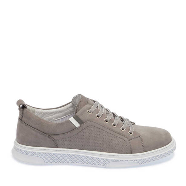 Gri Hakiki Nubuk Deri Erkek Sneaker - E24I1AY56865-A40 
