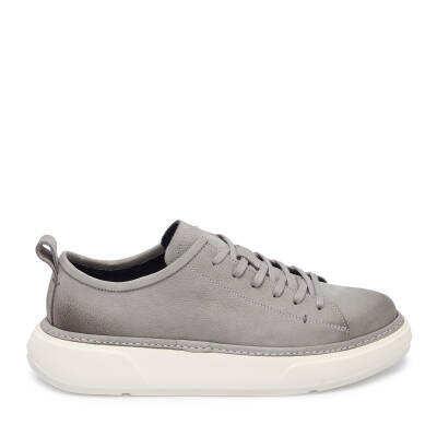 Gri Nubuk Deri Erkek Sneaker - E25I1AY57165-A40 - 3